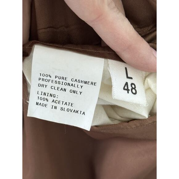 FENZIA 100% PURE CASHMERE Men's Sport coat Blazer 3 Button Camel 48L Jacket - Picture 7 of 16